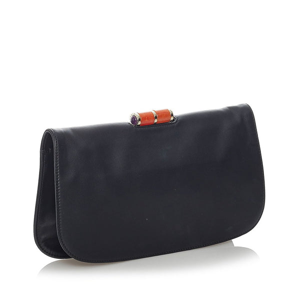 ブルガリ クラッチバッグ ブラック レザー レディース BVLGARI 【中古】