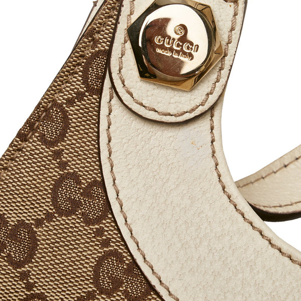 グッチ GGキャンバス ショルダーバッグ ハンドバッグ 154982 ベージュ ホワイト キャンバス レザー レディース GUCCI 【中古】