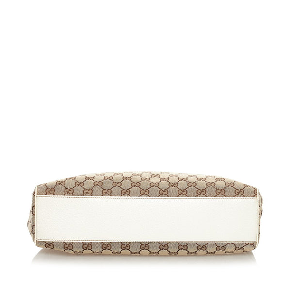 グッチ GGキャンバス ショルダーバッグ ハンドバッグ 154982 ベージュ ホワイト キャンバス レザー レディース GUCCI 【中古】