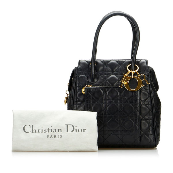 ディオール カナージュ ハンドバッグ ブラック ゴールド レザー レディース Dior 【中古】