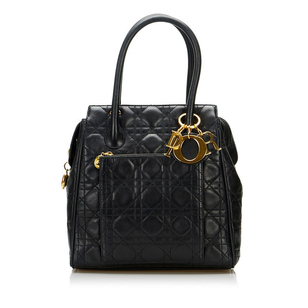 ディオール カナージュ ハンドバッグ ブラック ゴールド レザー レディース Dior 【中古】