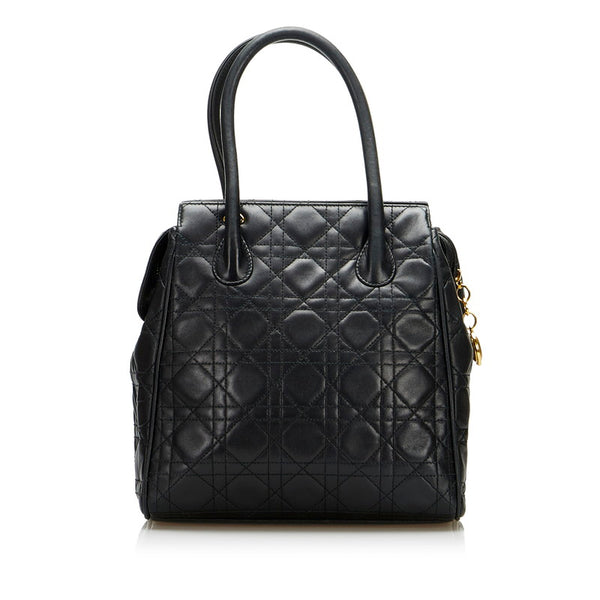 ディオール カナージュ ハンドバッグ ブラック ゴールド レザー レディース Dior 【中古】
