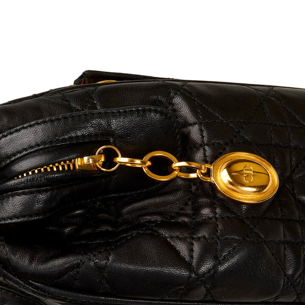 ディオール カナージュ ハンドバッグ ブラック ゴールド レザー レディース Dior 【中古】