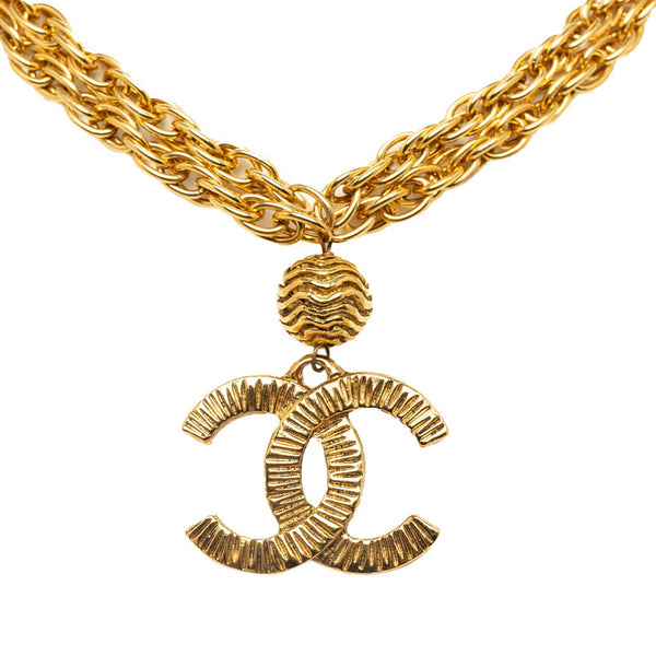 シャネル ヴィンテージ ココマーク ボールスイング ダブルチェーン ネックレス ゴールド メッキ レディース CHANEL 【中古】
