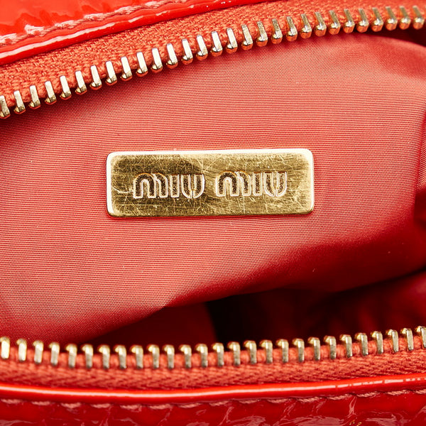 ミュウミュウ ポーチ レッド パテントレザー レディース MIUMIU 【中古】