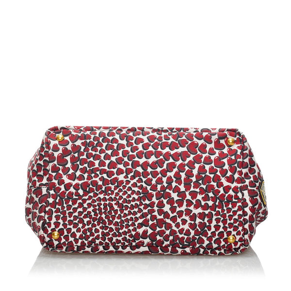 プラダ カナパ テスート ハート ハンドバッグ ショルダーバッグ 2WAY BN1877 レッド ホワイト ナイロン レディース PRADA 【中古】