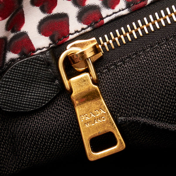 プラダ カナパ テスート ハート ハンドバッグ ショルダーバッグ 2WAY BN1877 レッド ホワイト ナイロン レディース PRADA 【中古】