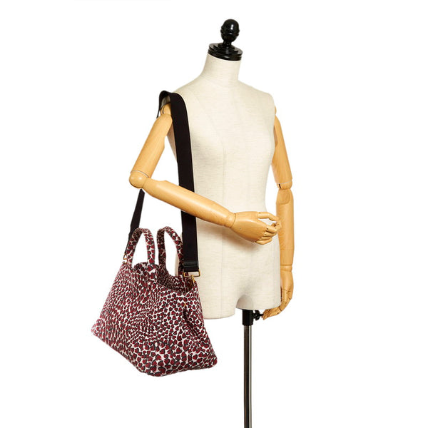 プラダ カナパ テスート ハート ハンドバッグ ショルダーバッグ 2WAY BN1877 レッド ホワイト ナイロン レディース PRADA 【中古】