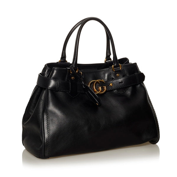 グッチ GGマーモント ヒステリア ハンドバッグ 247179 ブラック レザー レディース GUCCI 【中古】