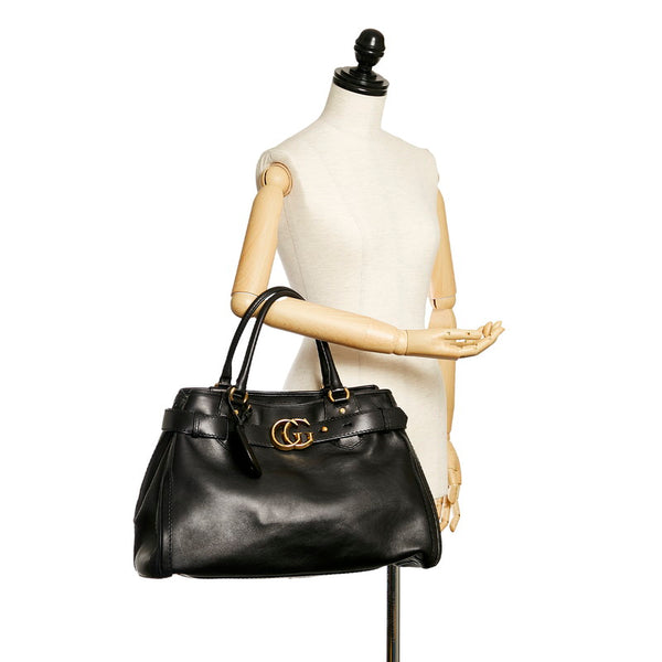 グッチ GGマーモント ヒステリア ハンドバッグ 247179 ブラック レザー レディース GUCCI 【中古】