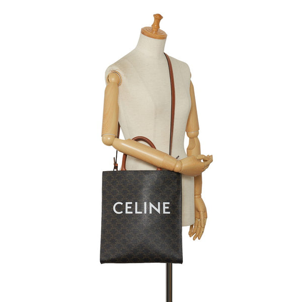 セリーヌ トリオンフ バーティカルカバ スモール ハンドバッグ ショルダーバッグ 2WAY ブラウン PVC レザー レディース CELINE 【中古】
