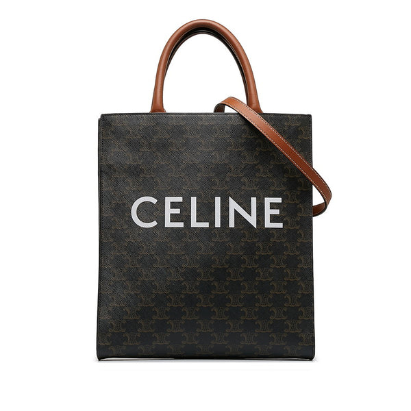 セリーヌ トリオンフ バーティカルカバ スモール ハンドバッグ ショルダーバッグ 2WAY ブラウン PVC レザー レディース CELINE 【中古】