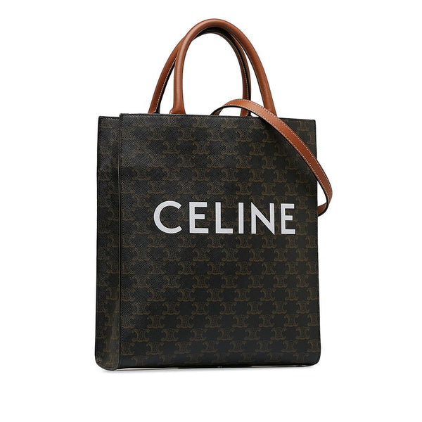 セリーヌ トリオンフ バーティカルカバ スモール ハンドバッグ ショルダーバッグ 2WAY ブラウン PVC レザー レディース CELINE 【中古】