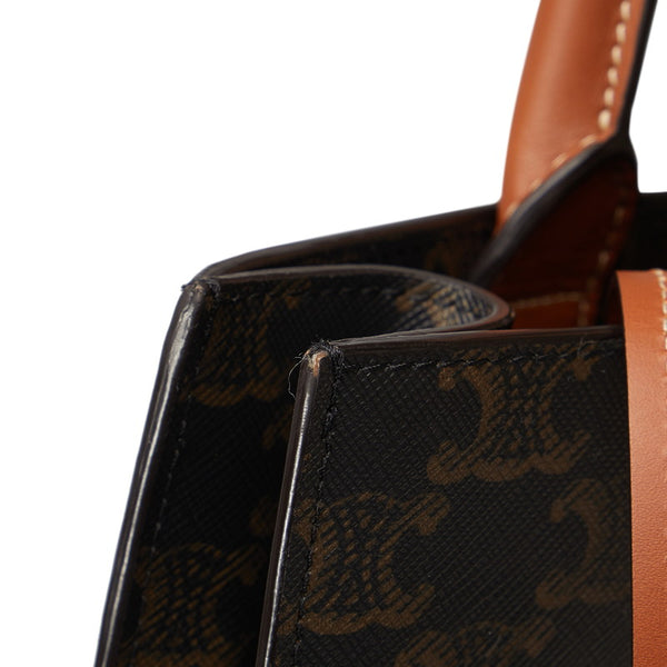 セリーヌ トリオンフ バーティカルカバ スモール ハンドバッグ ショルダーバッグ 2WAY ブラウン PVC レザー レディース CELINE 【中古】