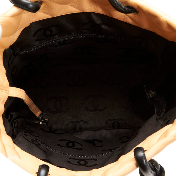 シャネル カンボン ココマーク ハンドバッグ トートバッグ ベージュ ブラウン レザー レディース CHANEL 【中古】
