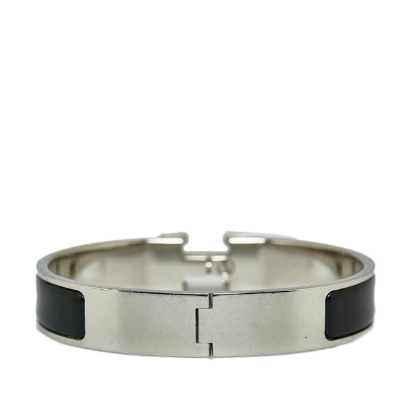 エルメス クリッククラックPM バングル ブレスレット シルバー ブラック メタル レディース HERMES 【中古】