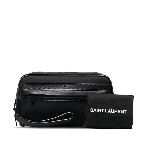 サンローラン グルーミングケース セカンドバッグ ポーチ 635166 ブラック ナイロン レザー メンズ SAINT LAURENT 【中古】
