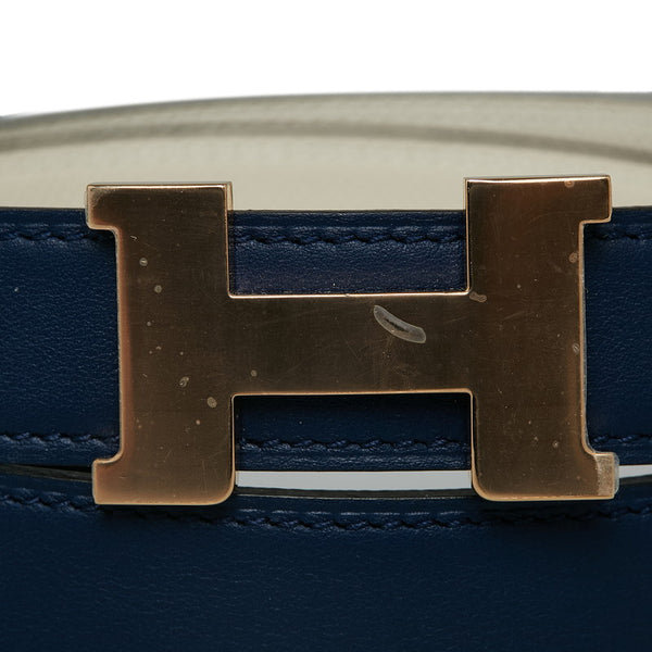 エルメス コンスタンス リバーシブル Hベルト ピンクゴールド金具 ベルト ネイビー レザー レディース HERMES 【中古】