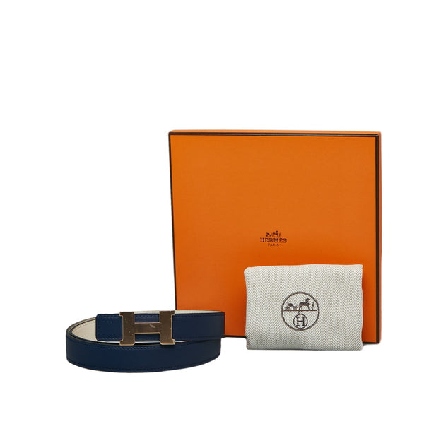 エルメス コンスタンス リバーシブル Hベルト ピンクゴールド金具 ベルト ネイビー レザー レディース HERMES 【中古】