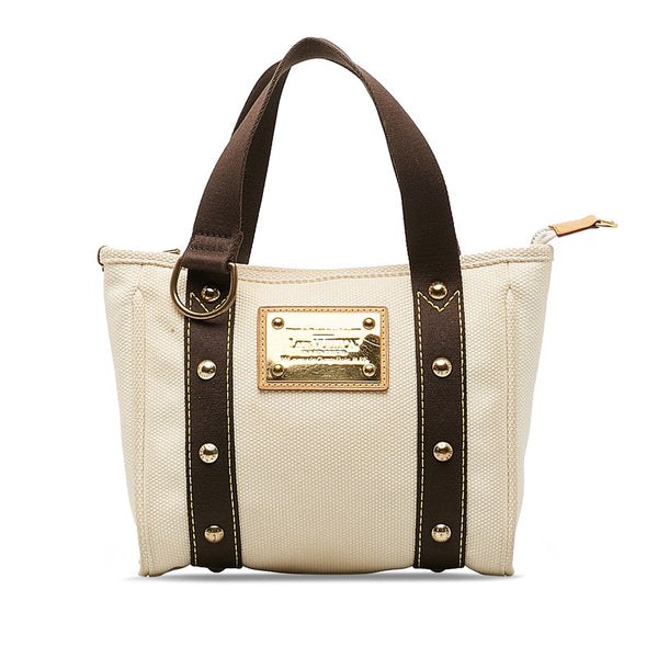 ルイ ヴィトン アンティグア カバPM  トートバッグ M40039  エクリュ ホワイト キャンバス レディース LOUIS VUITTON 【中古】