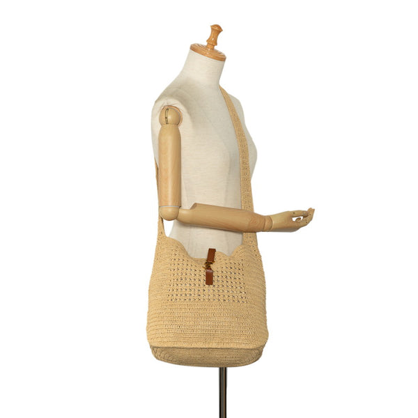 サンローラン ホーボーバッグ YSLロゴ カゴショルダーバッグ トートバッグ ベージュ ラフィア レディース SAINT LAURENT 【中古】