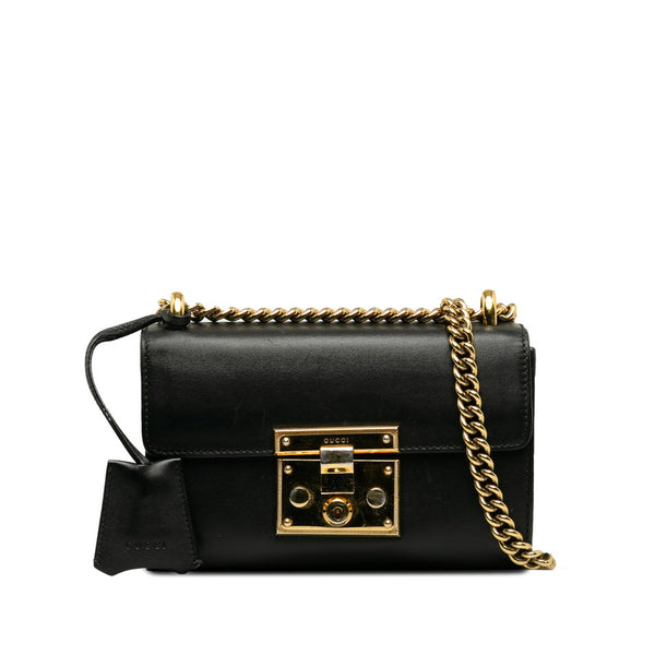 グッチ スモール パドロック チェーン ショルダーバッグ 409487 ブラック レザー レディース GUCCI 【中古】