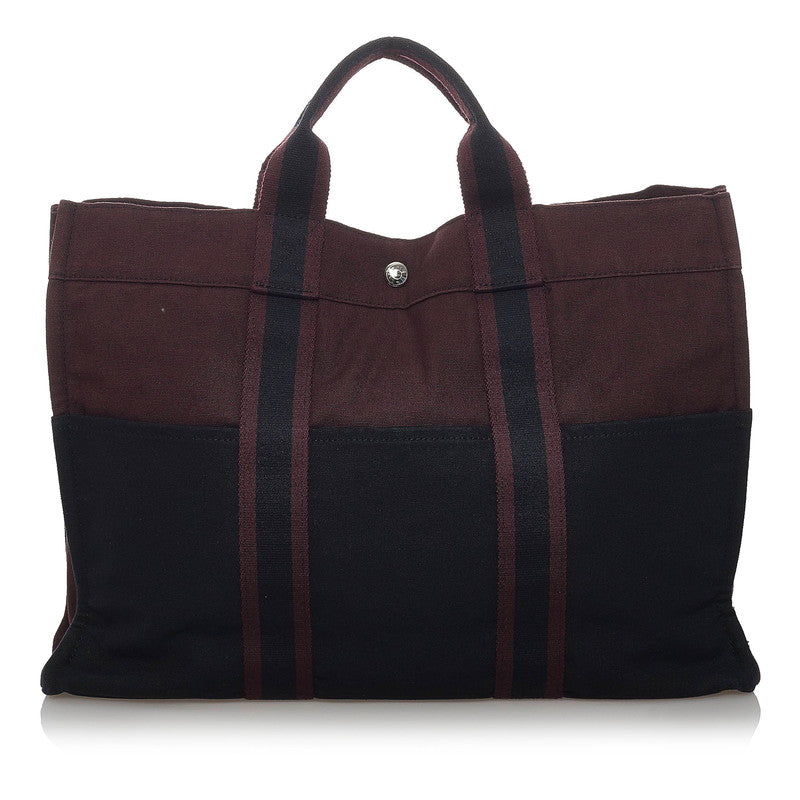 エルメス フールトゥMM ブラウン コットンキャンバス ハンドバッグ メンズ HERMES 【中古】
