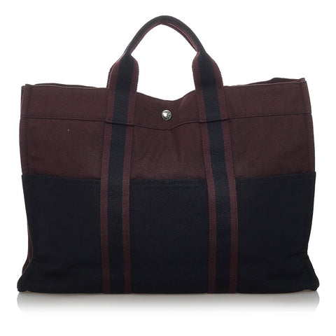 エルメス フールトゥMM ブラウン コットンキャンバス ハンドバッグ メンズ HERMES 【中古】