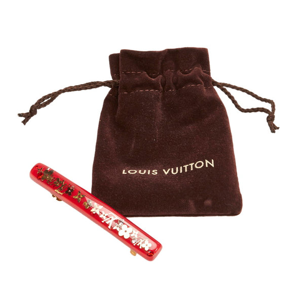 ルイ ヴィトン M65015 レッド クリア プラスチック モノグラム アンクルージョンPM バレッタ ヘアアクセサリー レディース LOUIS VUITTON 【中古】