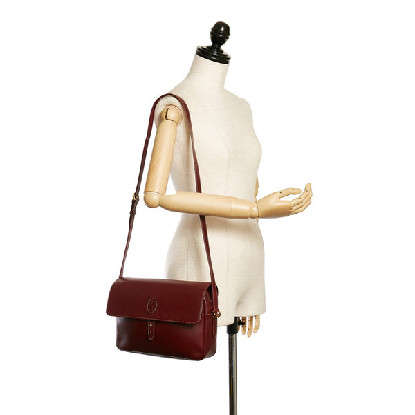 カルティエ マストライン ショルダーバッグ ボルドー ワインレッド レザー レディース CARTIER 【中古】