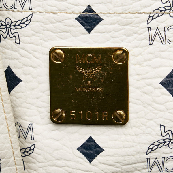 エム シー エム ヴィセトス トートバッグ ホワイト ブラック PVC レザー レディース MCM 【中古】