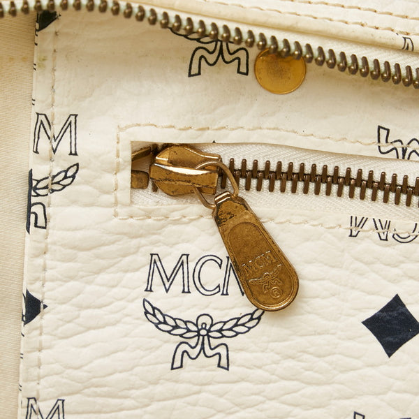 エム シー エム ヴィセトス トートバッグ ホワイト ブラック PVC レザー レディース MCM 【中古】