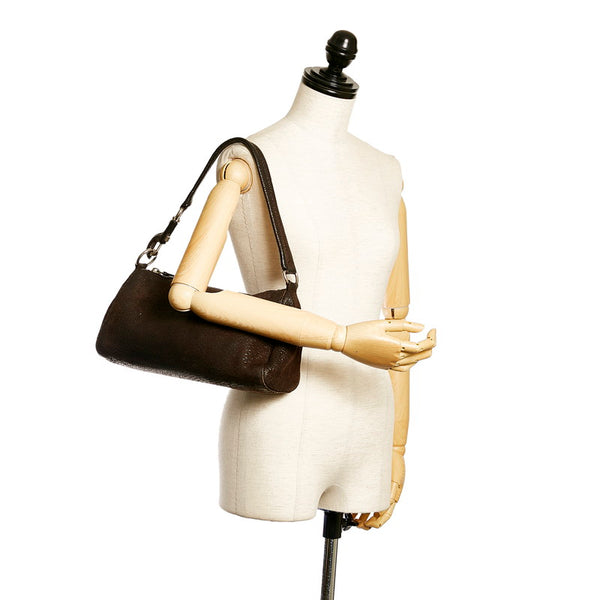 プラダ ワンショルダーバッグ ダークブラウン レザー レディース PRADA 【中古】