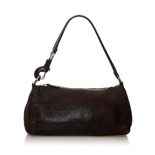 プラダ ワンショルダーバッグ ダークブラウン レザー レディース PRADA 【中古】