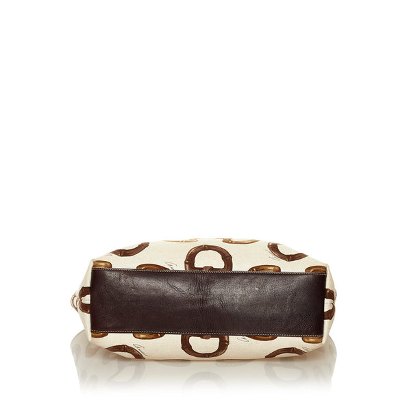 グッチ ホースビット トートバッグ 154402 ベージュ ブラウン キャンバス レザー レディース GUCCI 【中古】