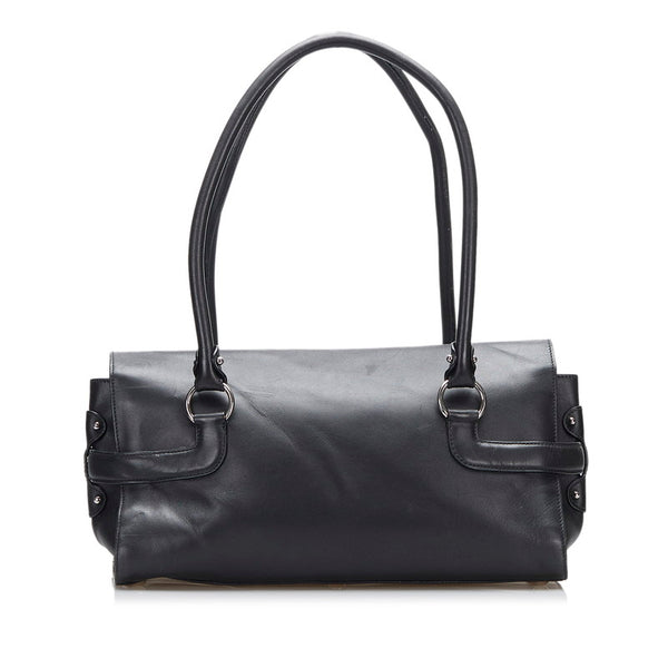 サルヴァトーレフェラガモ ガンチーニ ハンドバッグ ショルダーバッグ DY-21 4862 ブラック レザー レディース Salvatore Ferragamo 【中古】