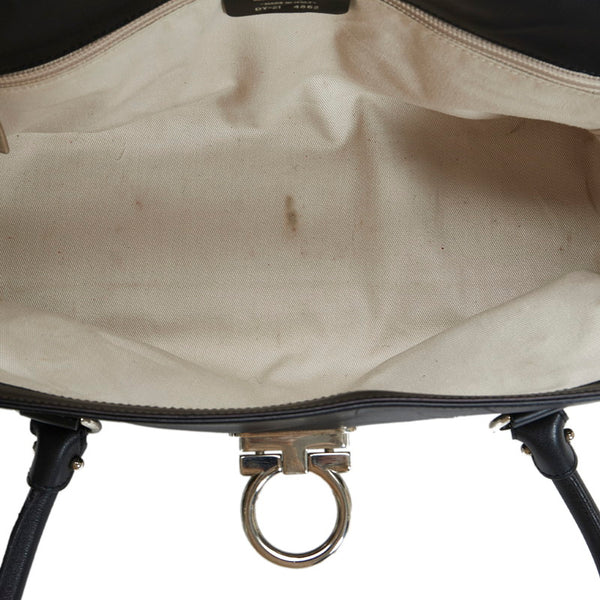 サルヴァトーレフェラガモ ガンチーニ ハンドバッグ ショルダーバッグ DY-21 4862 ブラック レザー レディース Salvatore Ferragamo 【中古】