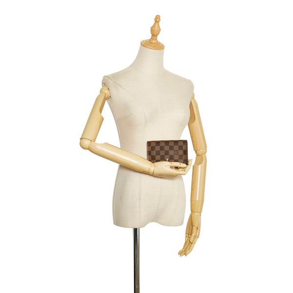 ルイ ヴィトン ダミエ トレゾール 二つ折り財布 N61736 ブラウン PVC レザー レディース LOUIS VUITTON 【中古】