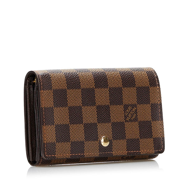 ルイ ヴィトン ダミエ トレゾール 二つ折り財布 N61736 ブラウン PVC レザー レディース LOUIS VUITTON 【中古】