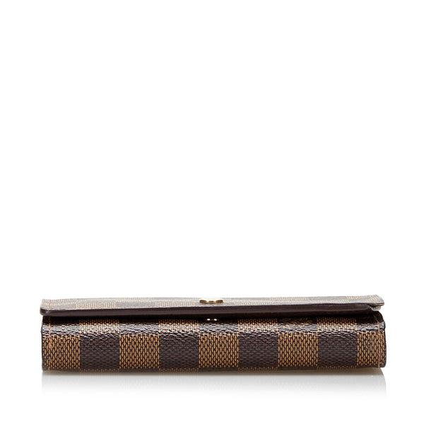 ルイ ヴィトン ダミエ トレゾール 二つ折り財布 N61736 ブラウン PVC レザー レディース LOUIS VUITTON 【中古】