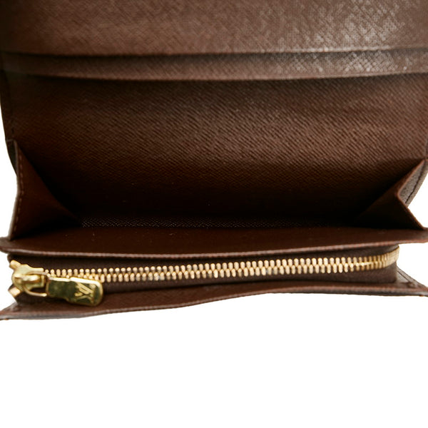 ルイ ヴィトン ダミエ トレゾール 二つ折り財布 N61736 ブラウン PVC レザー レディース LOUIS VUITTON 【中古】