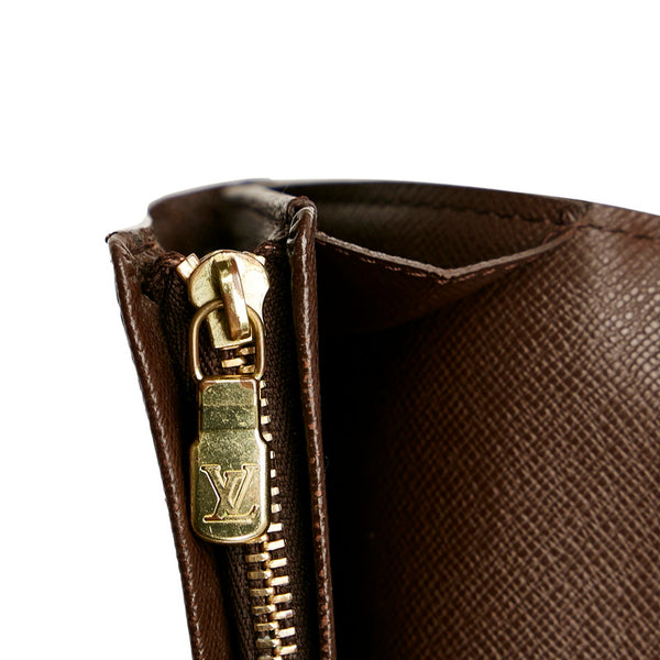ルイ ヴィトン ダミエ トレゾール 二つ折り財布 N61736 ブラウン PVC レザー レディース LOUIS VUITTON 【中古】