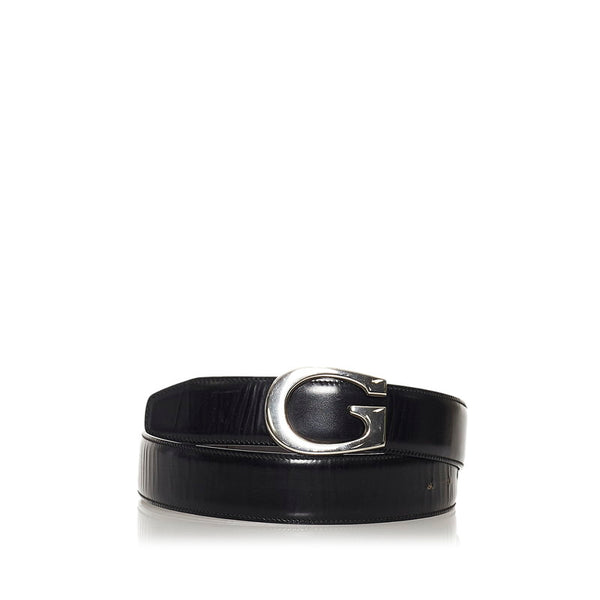 グッチ Gバックル 036 394 ブラック レザー ベルト レディース GUCCI 【中古】