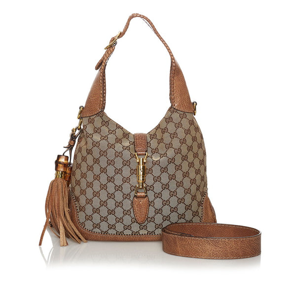 グッチ GGキャンバス ニュージャッキー 219725 ベージュ キャンバス レザー ハンドバッグ ショルダーバッグ 2WAY レディース GUCCI 【中古】