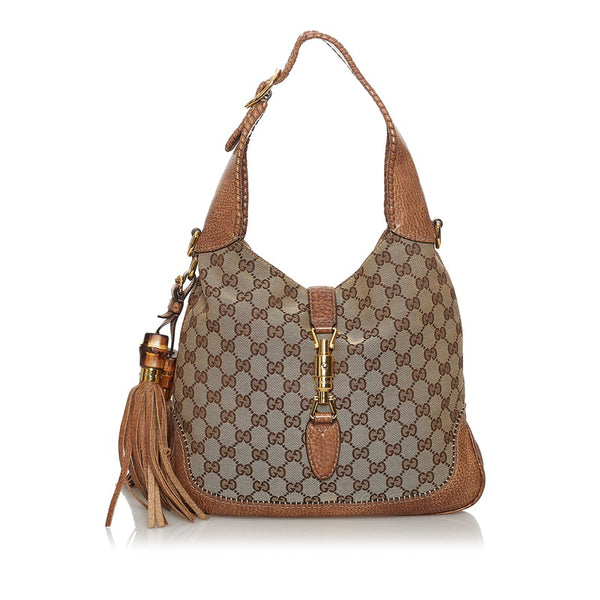 グッチ GGキャンバス ニュージャッキー 219725 ベージュ キャンバス レザー ハンドバッグ ショルダーバッグ 2WAY レディース GUCCI 【中古】