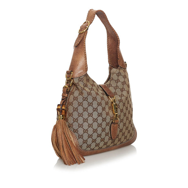 グッチ GGキャンバス ニュージャッキー 219725 ベージュ キャンバス レザー ハンドバッグ ショルダーバッグ 2WAY レディース GUCCI 【中古】