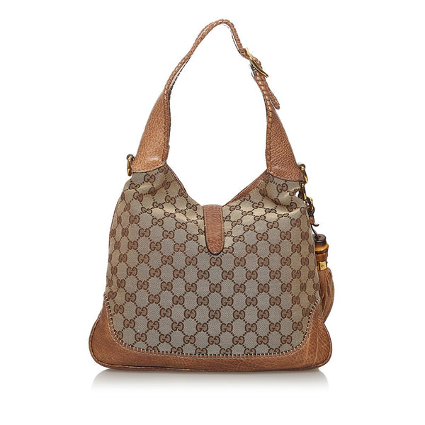 グッチ GGキャンバス ニュージャッキー 219725 ベージュ キャンバス レザー ハンドバッグ ショルダーバッグ 2WAY レディース GUCCI 【中古】