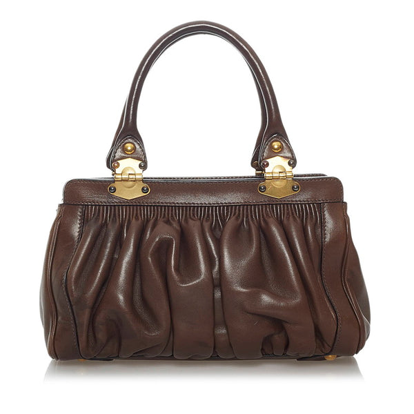 ミュウミュウ ブラウン レザー ハンドバッグ レディース MIUMIU 【中古】