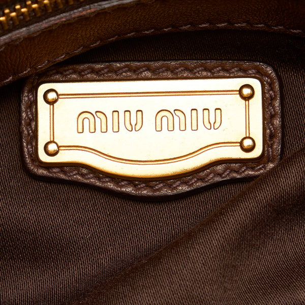 ミュウミュウ ブラウン レザー ハンドバッグ レディース MIUMIU 【中古】