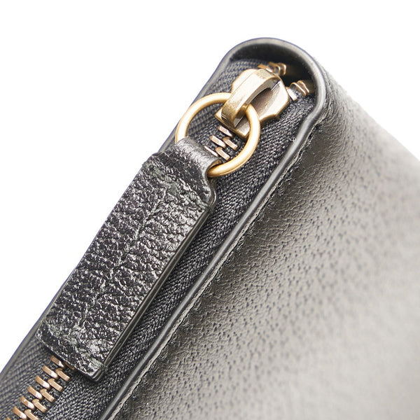 グッチ アニマリエ ビー 蜂 ラウンドファスナー 長財布 523667 ブラック レザー レディース GUCCI 【中古】